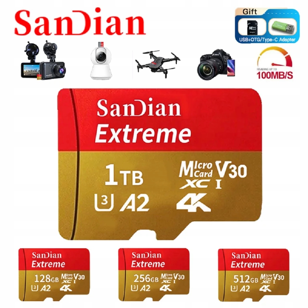 SANDISK MICRO SDXC EXTREME 1TB 190MB/s U3 V30 A2 Klasy prędkości U3