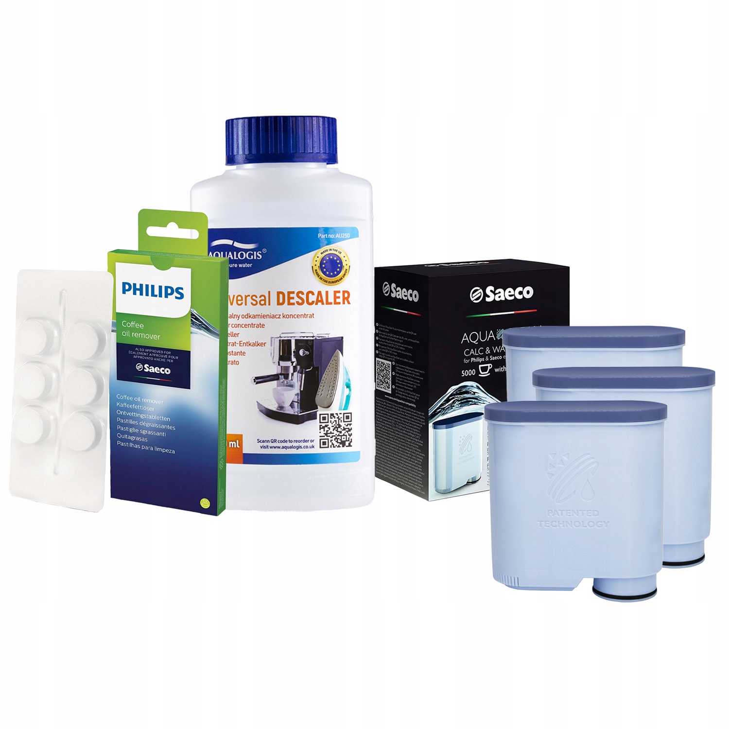 Philips Sada – Filter Aquaclean CA6903 3 ks, Odvápňovač 250 ml, CA6704/10