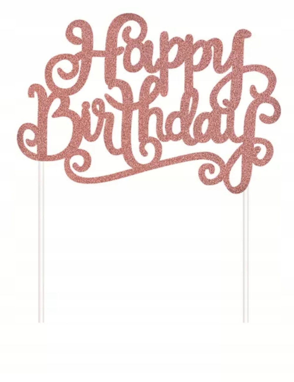 

Topper Happy Birthday napis Rose Gold Brokatowy
