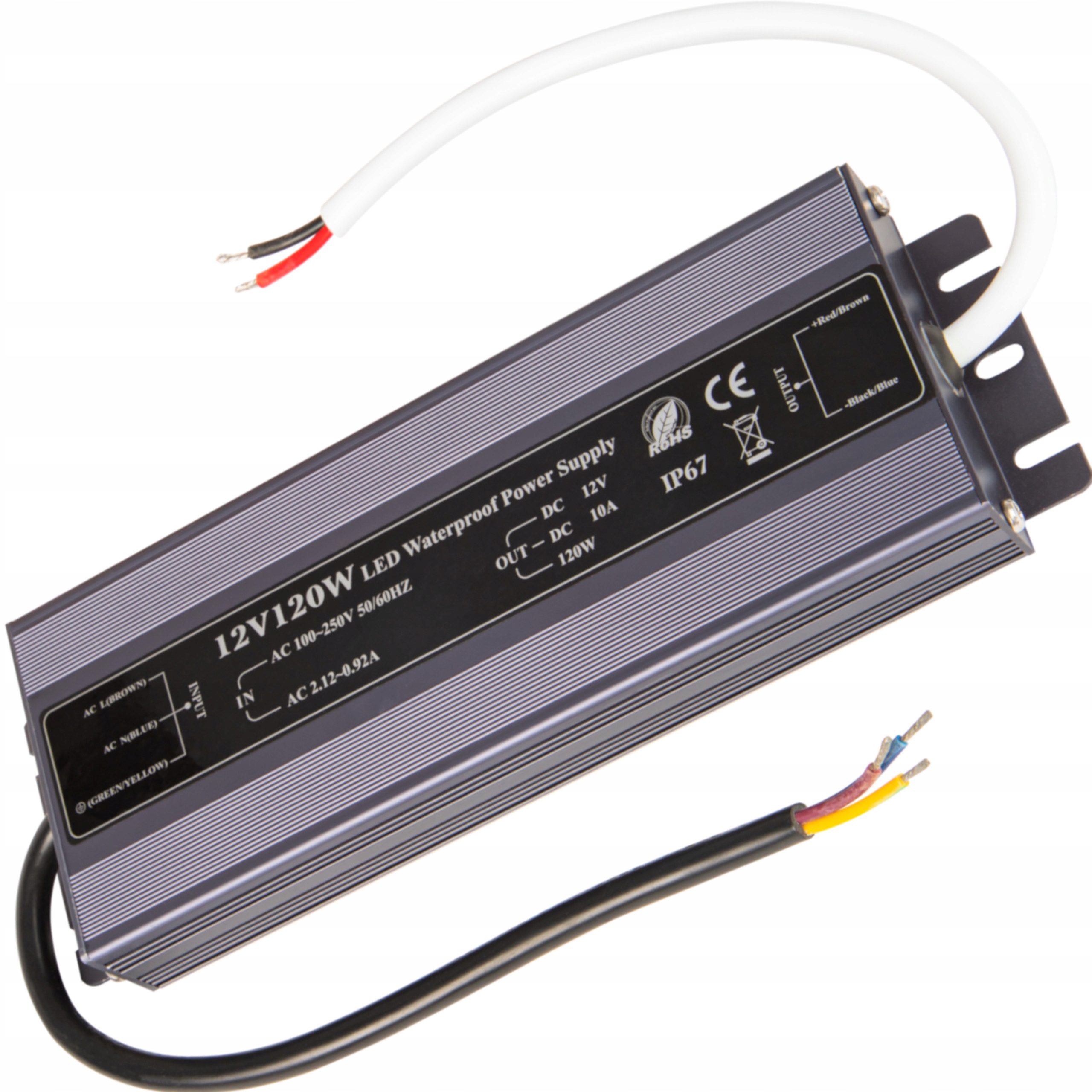 ZASILACZ DO TAŚM LED REKLAM WODOODPORNY IP67 12V 10A 120W PROSTA INSTALACJA