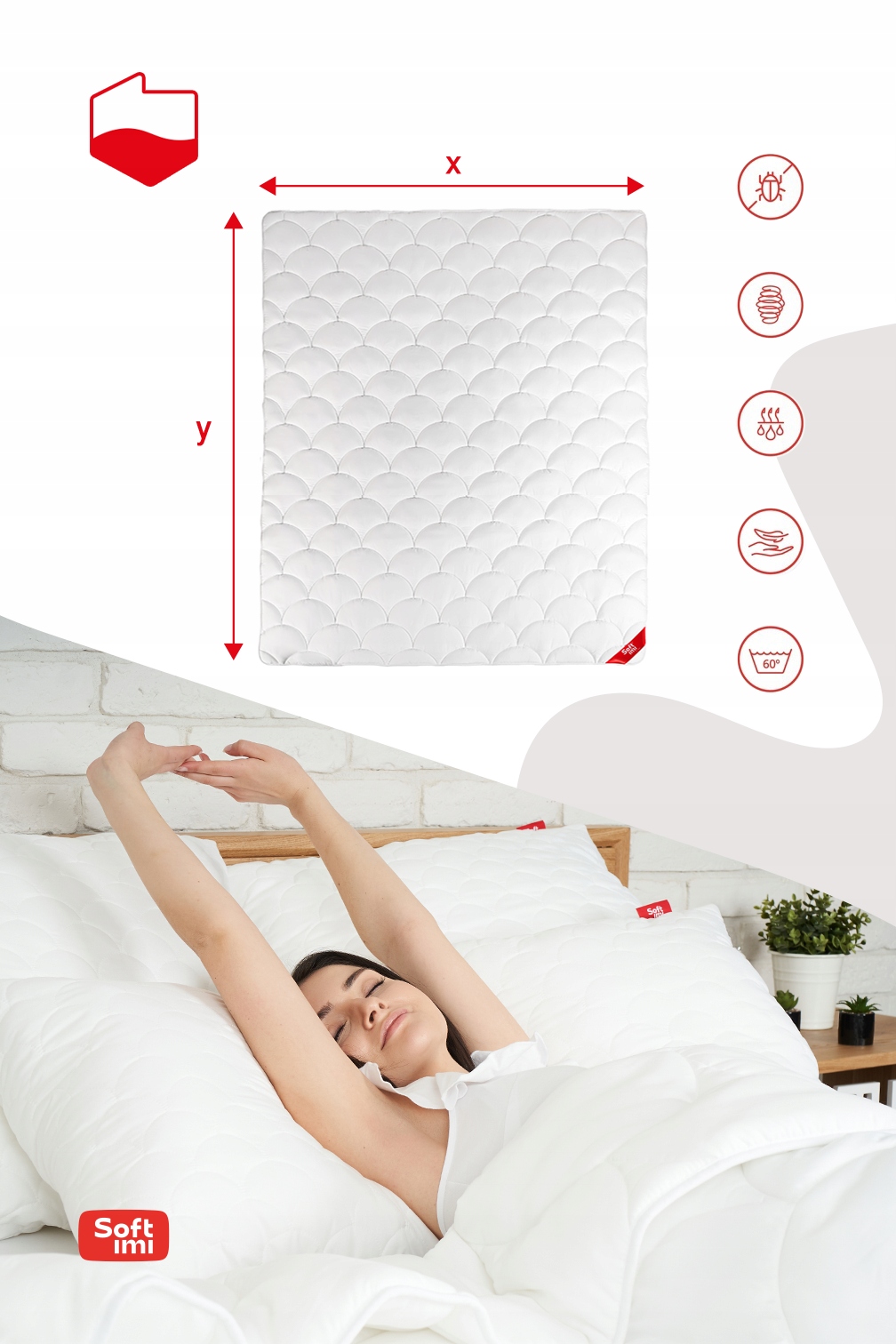 KOŁDRA ANTYALERGICZNA 200X220 LETNIA Z POLSKI Długość 200 cm