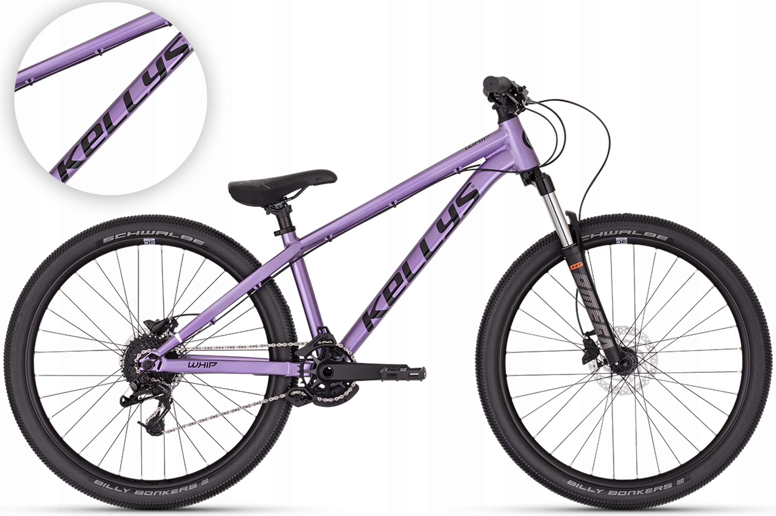 Rower Dirt 26" Kellys Whip 50 DX rama M (33,5 cm) purpurowy R25