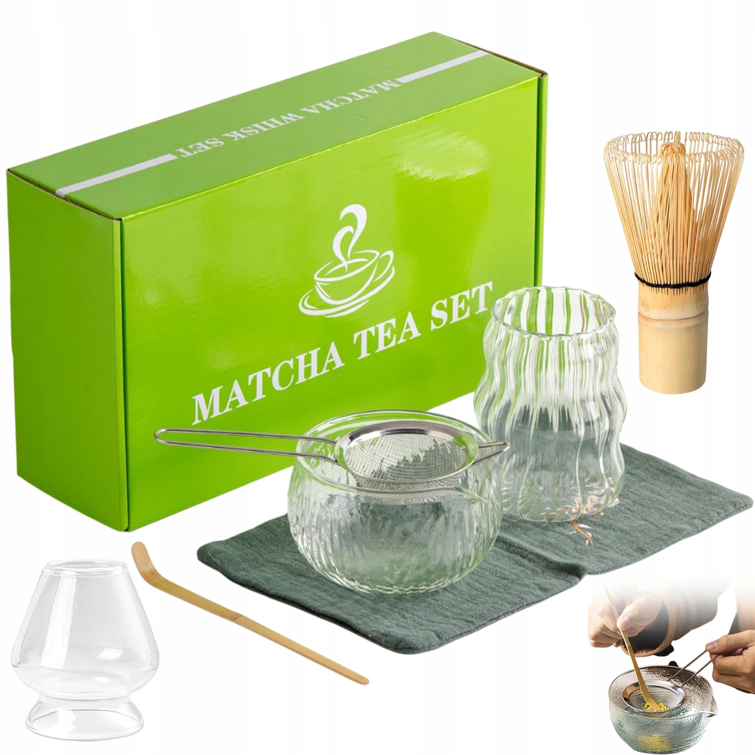 Levně Sada Na Vaření Matchy Vyrobená Z Bambusu 7PCS Sklo Vynikající Sada