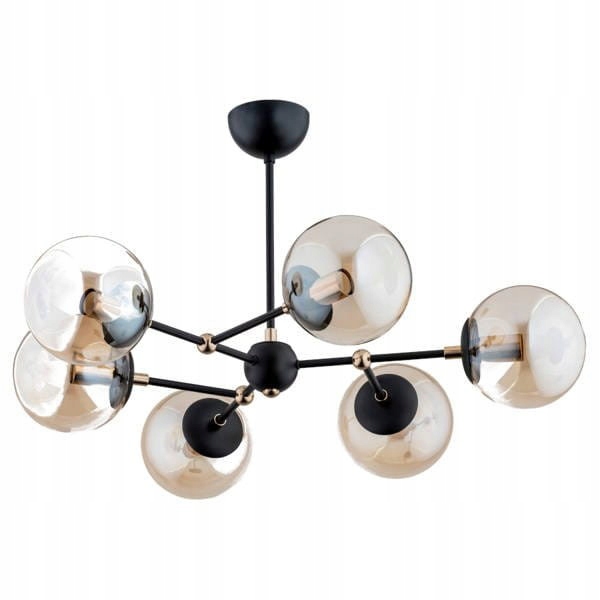 Moderný luster Itoris 6x60W Amber-Black Sklo E14 Alfa