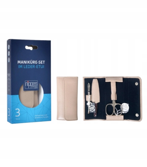Nippes Solingen Manikúra 3dílné béžové kožené pouzdro 1 ks