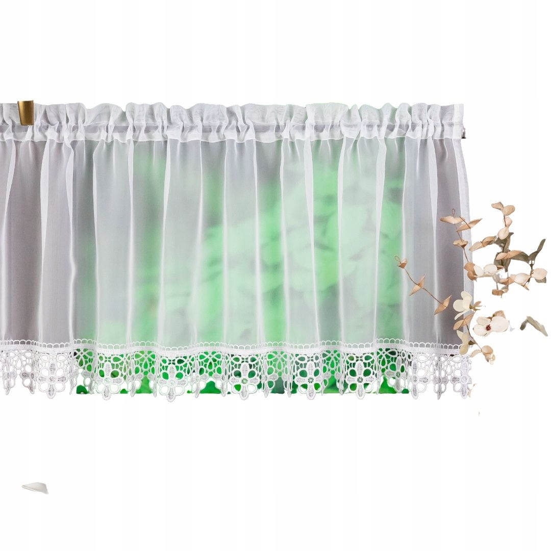 Vitrážová Záclona Woalová Heřmánky – Lehká Elegance Na Okně – 300 x 90 cm