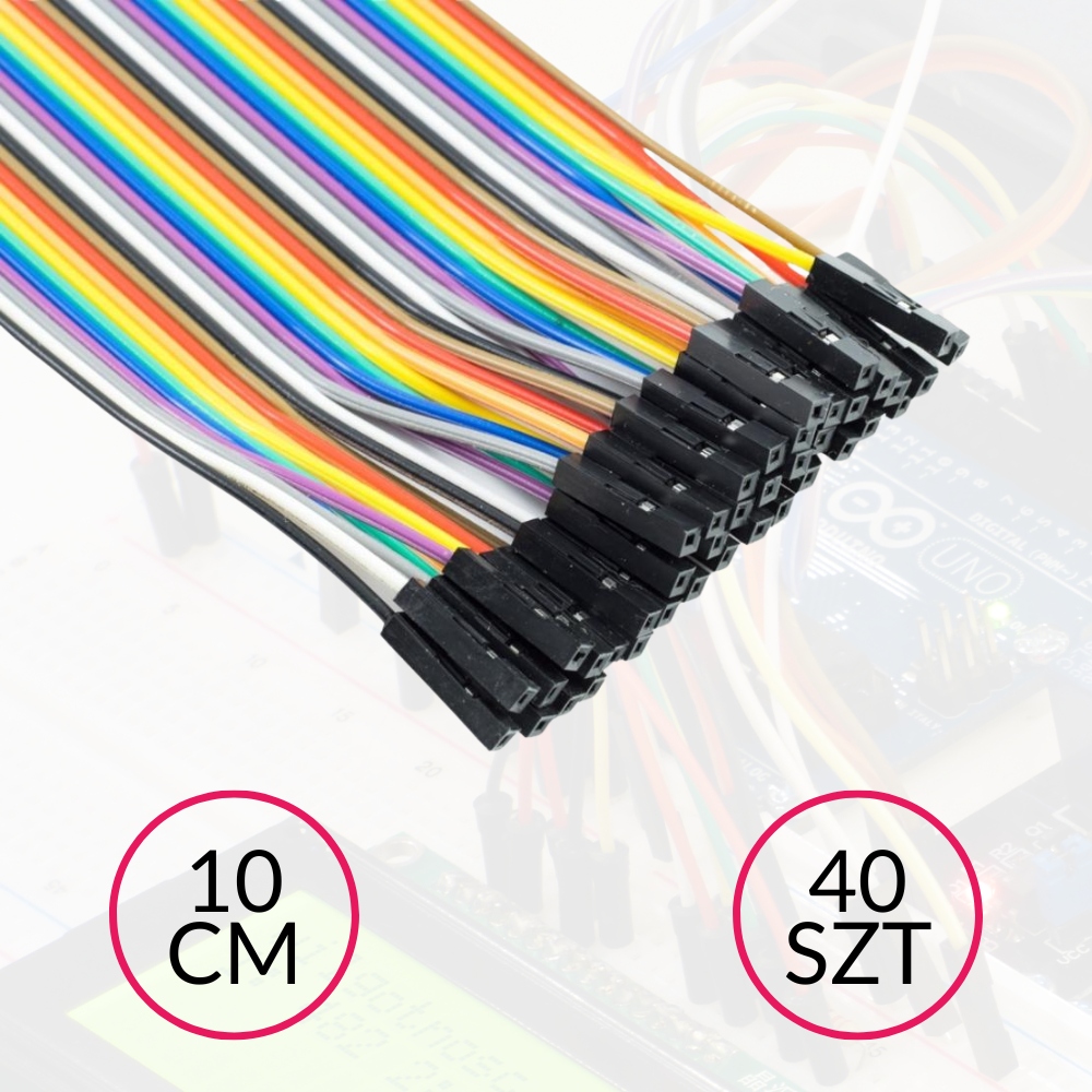 Przewody do płytki stykowej 10cm 40szt Ż-Ż/F-F połączeniowe żeńsko żeńskie Stan opakowania oryginalne