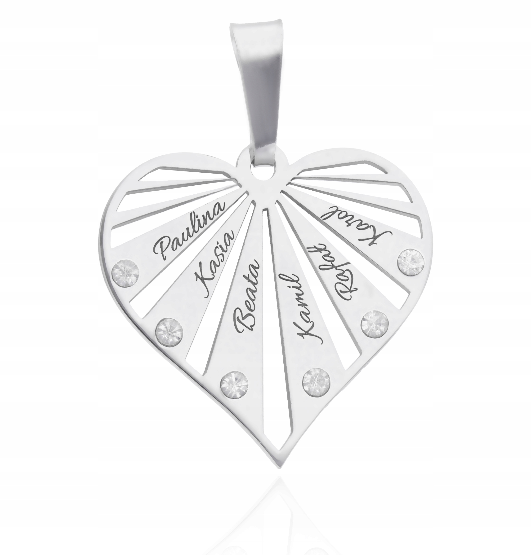 

Zawieszka srebrna Ag 925 serce z imionami