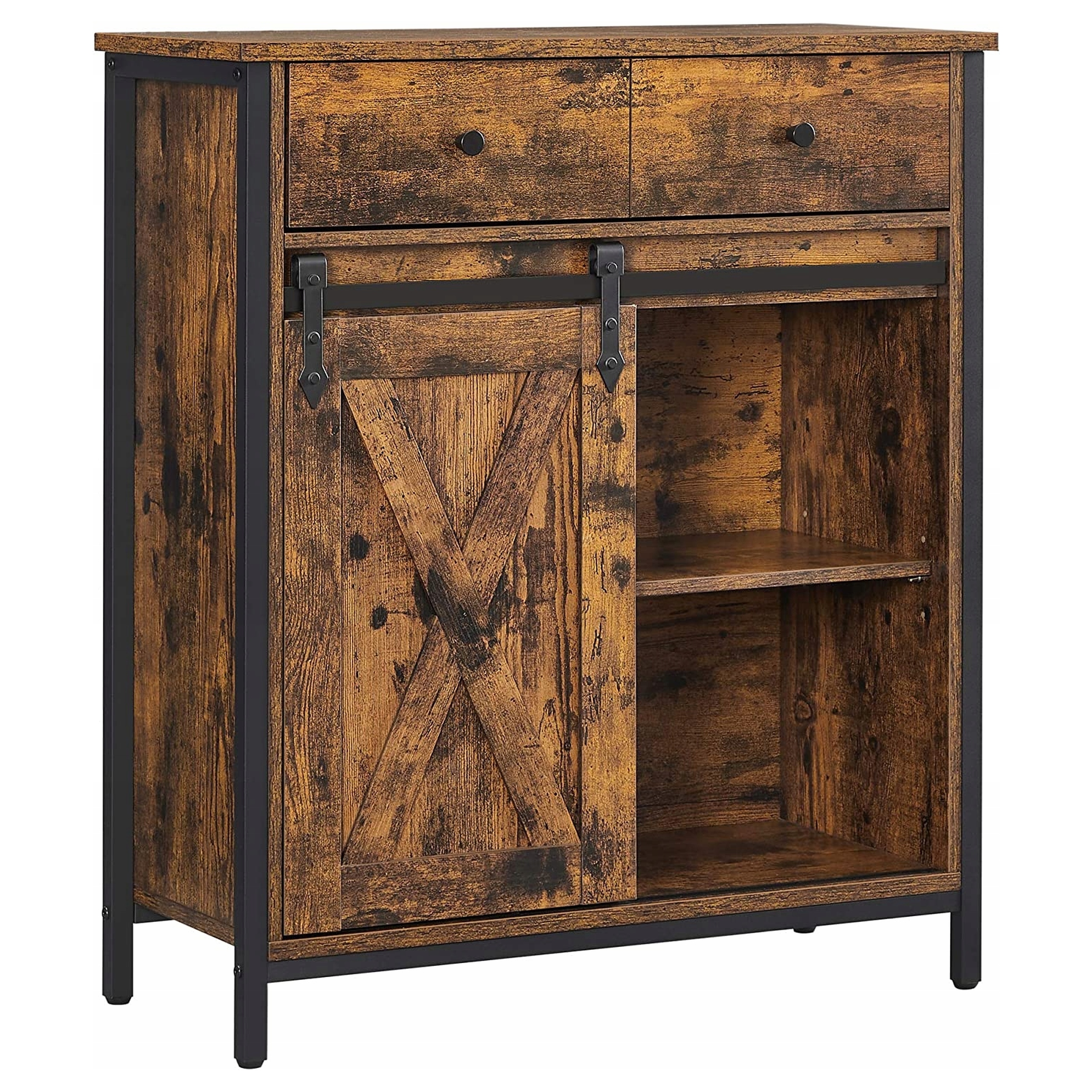 Komoda z Szufladą Kredens Rustykalny Vintage Loft Ciemny Brąz 70x30x80 cm