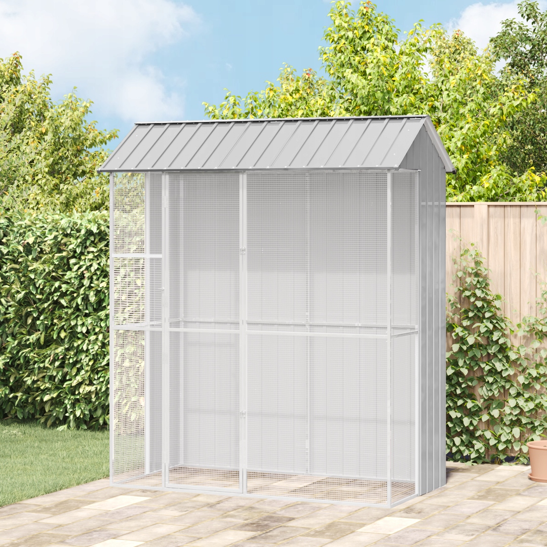 Voliéra pro ptáky Šedá 215x110x247 cm Ocel Šedá 3325173