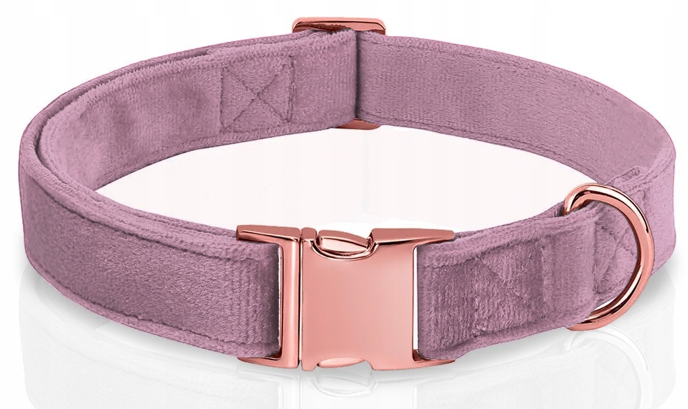 2X Pevný Velurový Obojek Pro Psa Nastavitelný Měkký Rose Gold 27-45 cm S/m