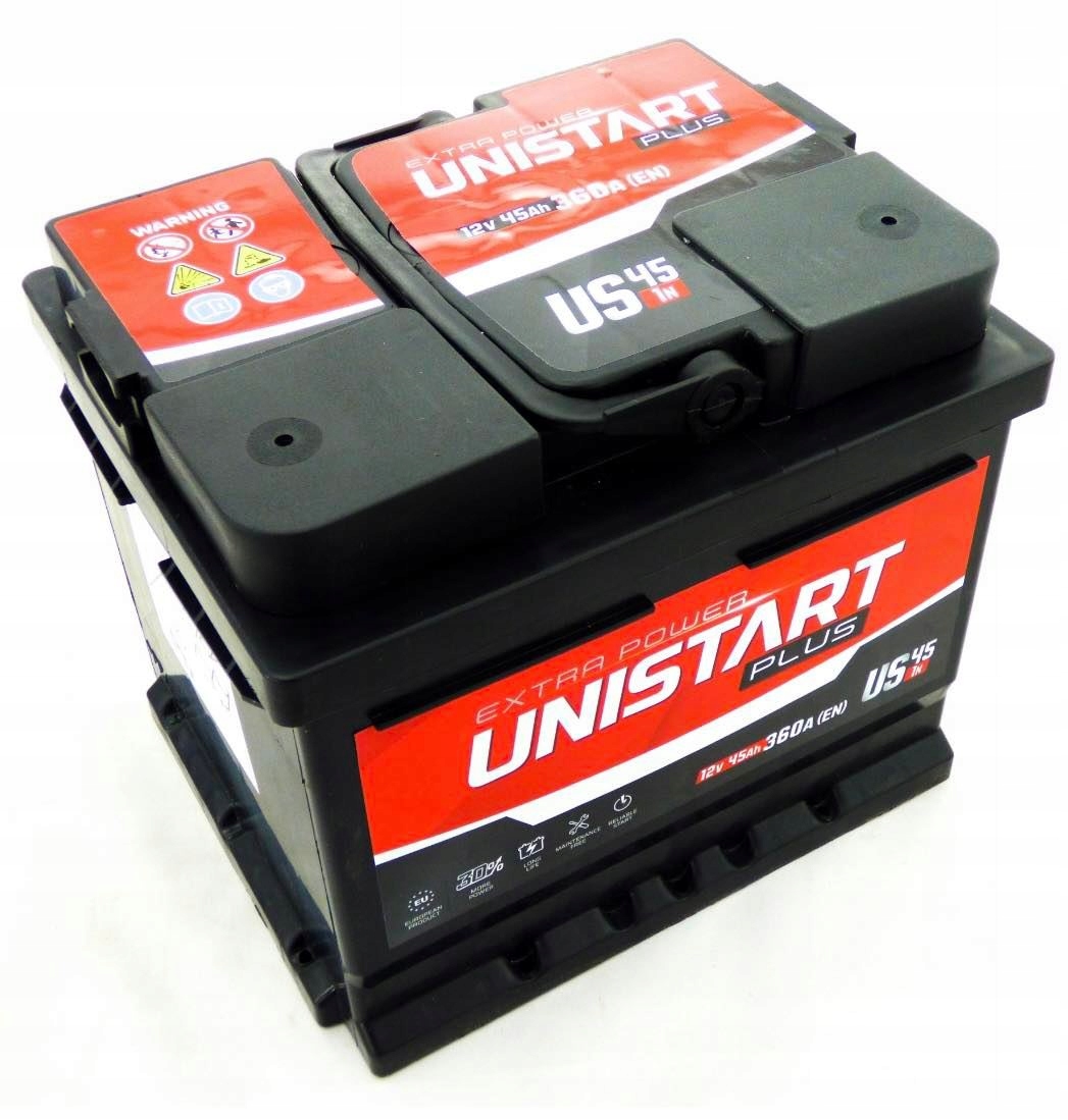 AKUMULATOR 45AH 360A P+ Long Life UNISTART PLUS