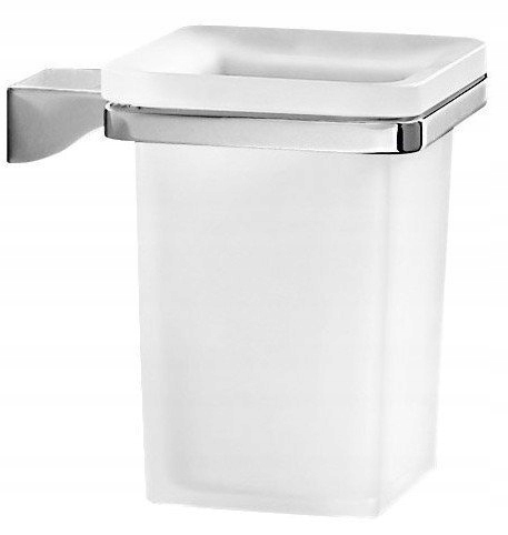 Glamour hrnček, mliečne sklo, chróm