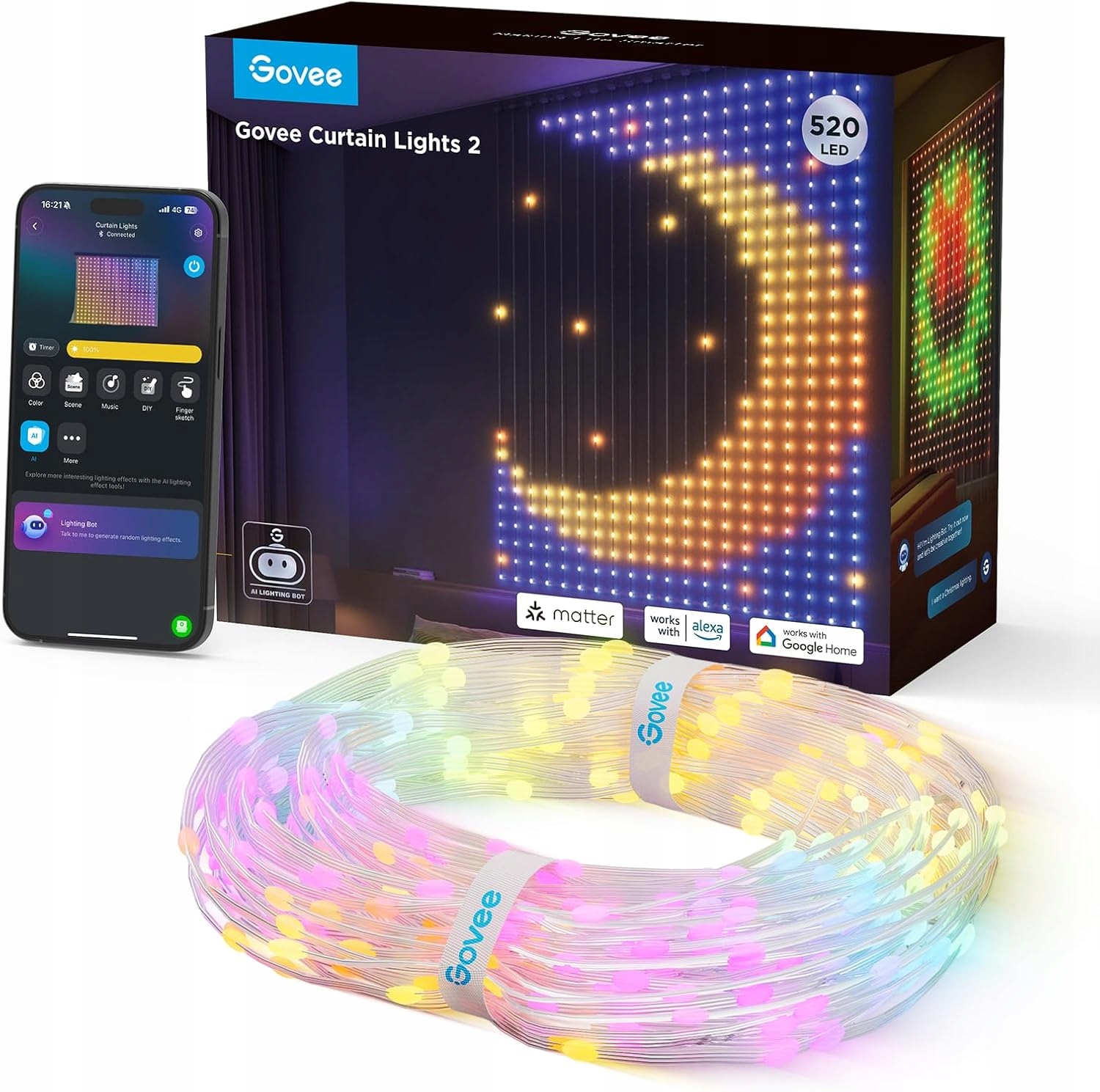 Svetelná Clona Osvetlenie Rgb Govee 520 Led Lampy Rgbic IP65 Sada
