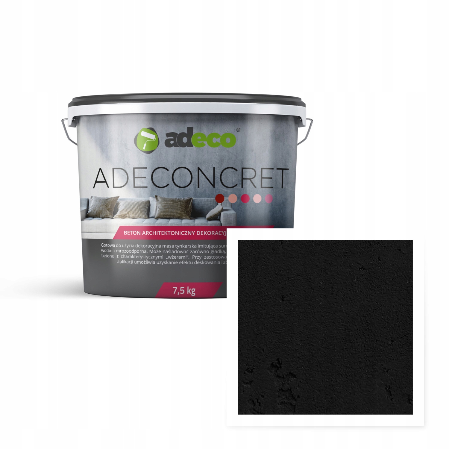 Dekorativní omítka s hotovým efektem betonu 7,5 kg Černá