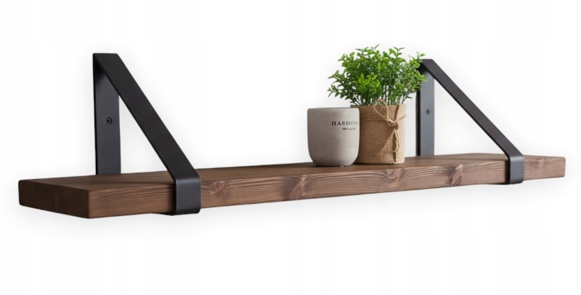 Loftová drevená závesná nástenná industriálna polica na knihy 80 cm x 20 cm