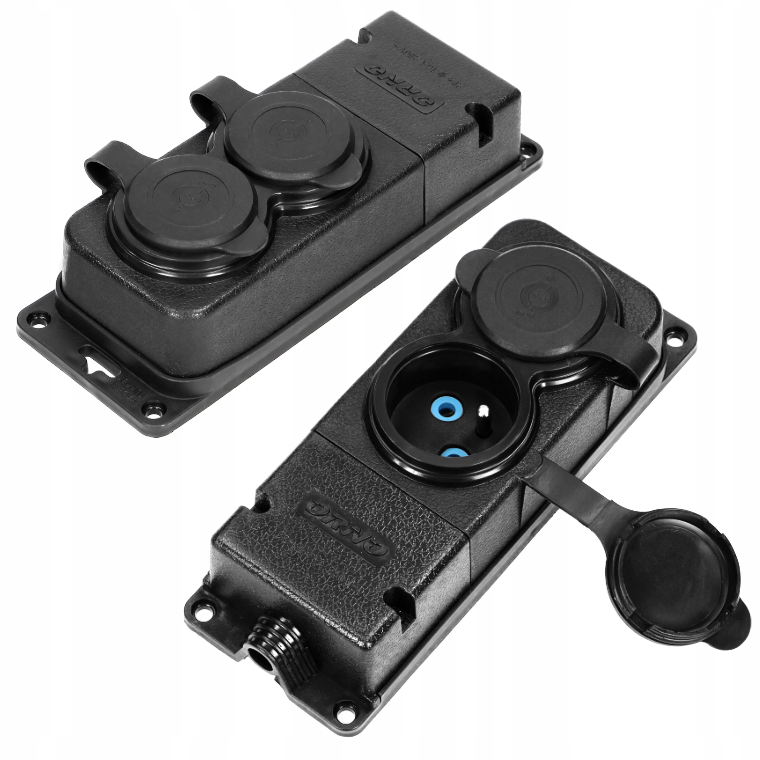 Rozgałęźnik Podwójny Gumowy Bryzgoszczelny 230V Odporny Na Uderzenia IP44