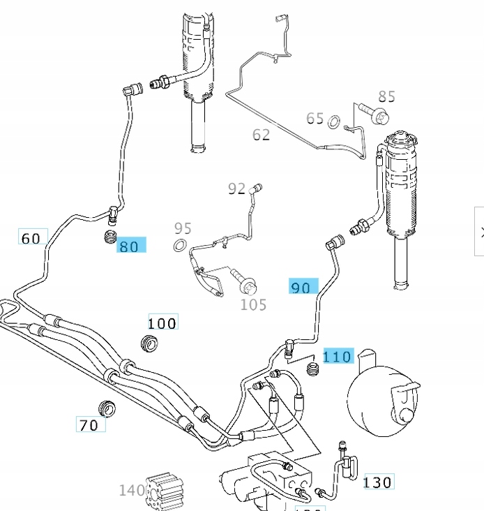 Przewód układu ABC Mercedes SL R230 W230 SL500 A2309976782