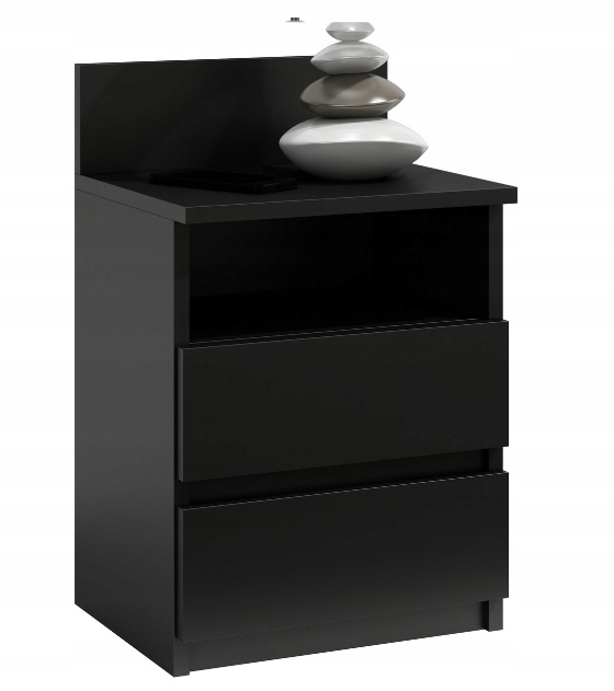 Szafka Stolik Nocny Półka Szuflada Czarny