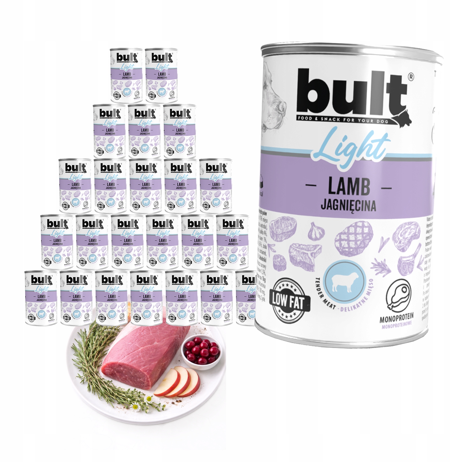 Levně Vlhké Krmivo Pro Psa Bult Light Jehněčí 24x400g Plechovka Set