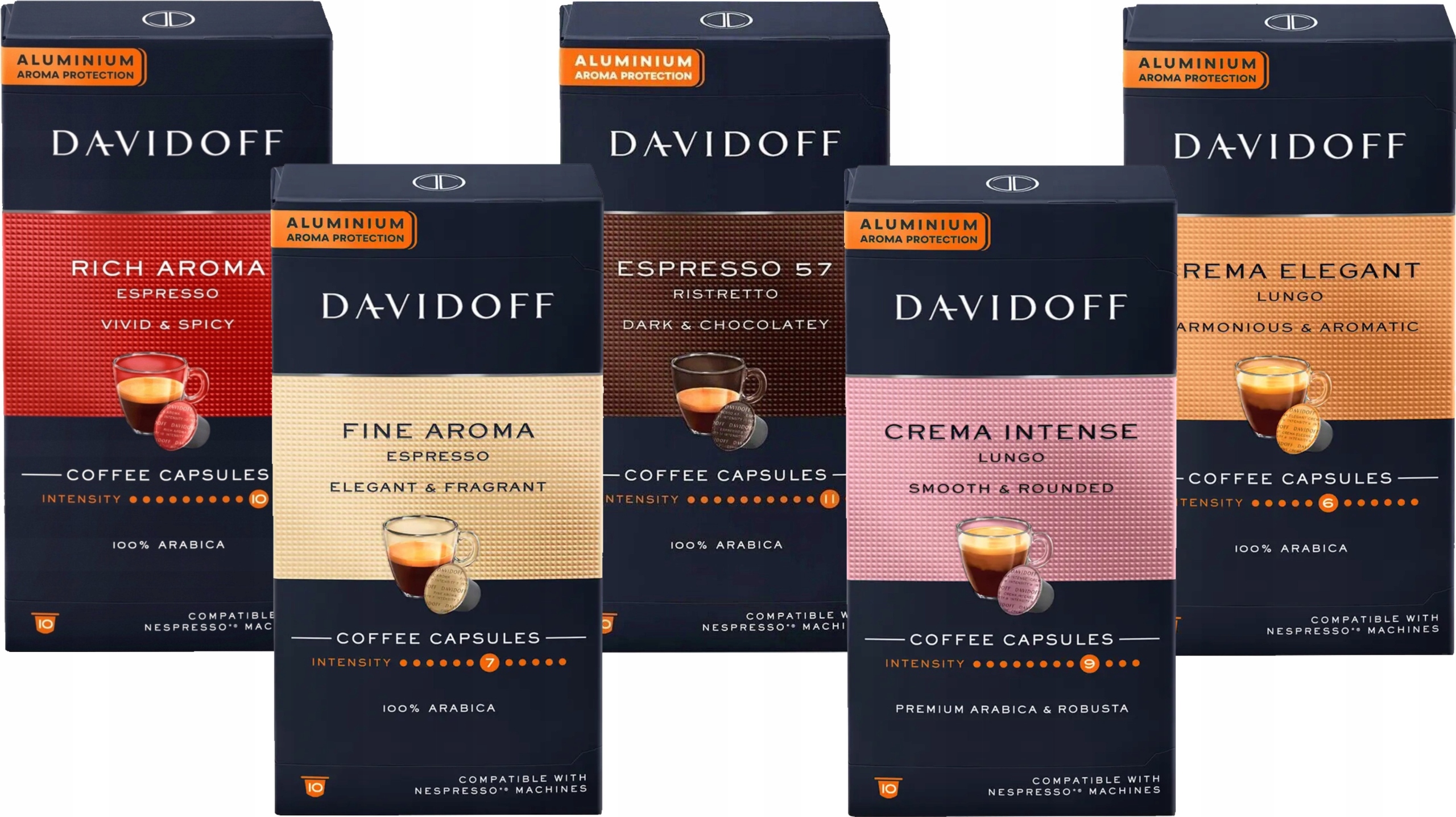 Levně Davidoff kapsle pro Nespresso Set Espresso Lungo 5 x 10 kusů