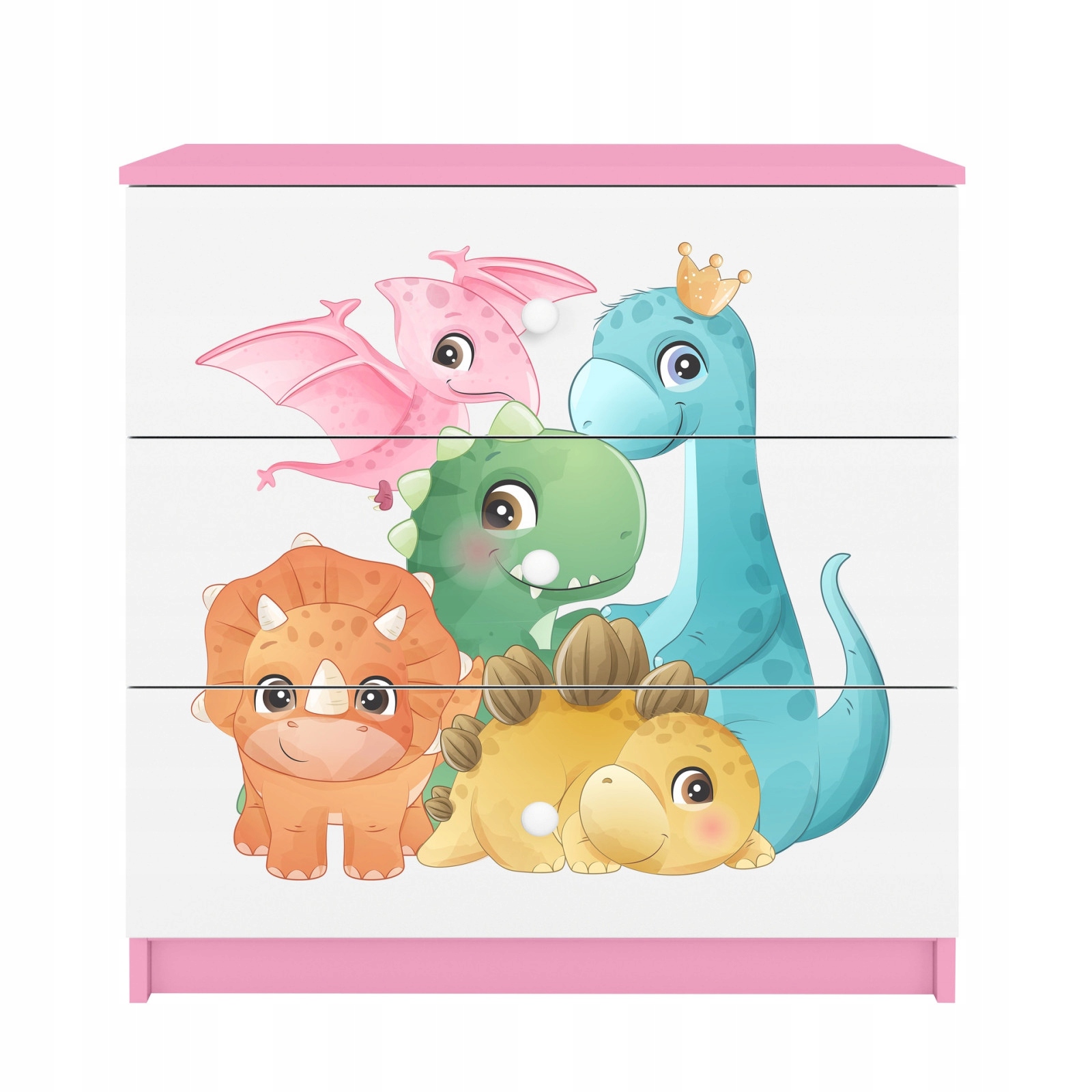 Komoda Babydreams růžová grafika Dinusie 80 cm