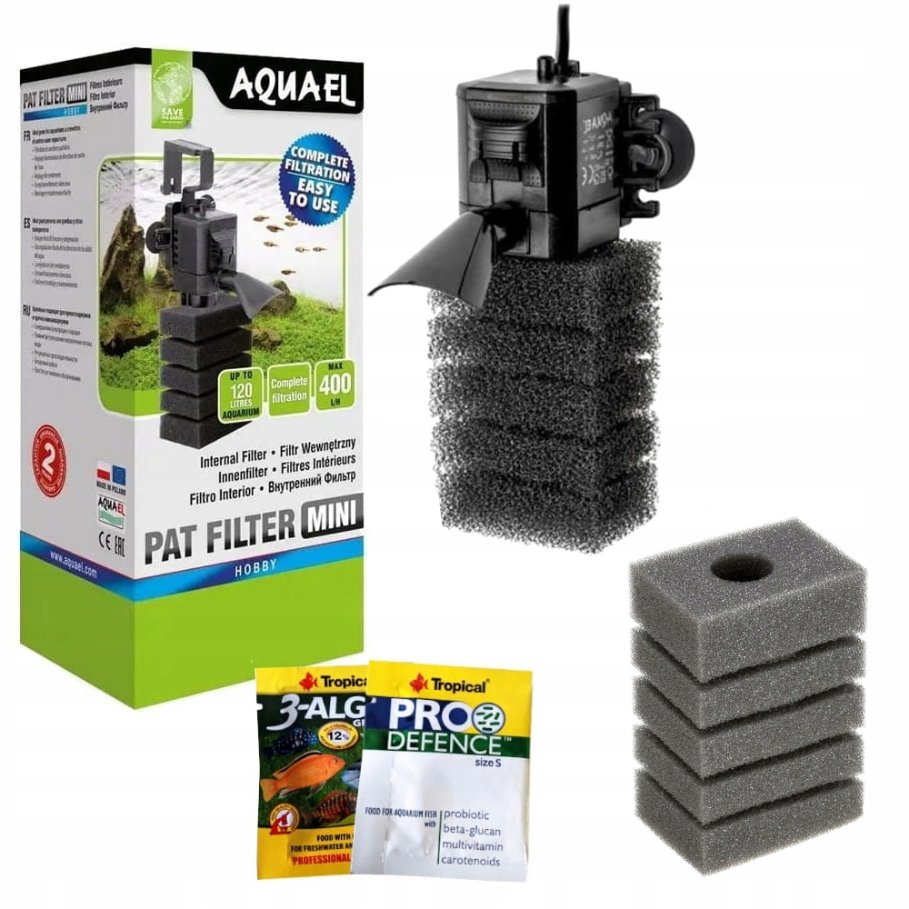 Aquael Pat Mini Vnitřní Filtr pro akvárium 400 l/h přídavná houbička