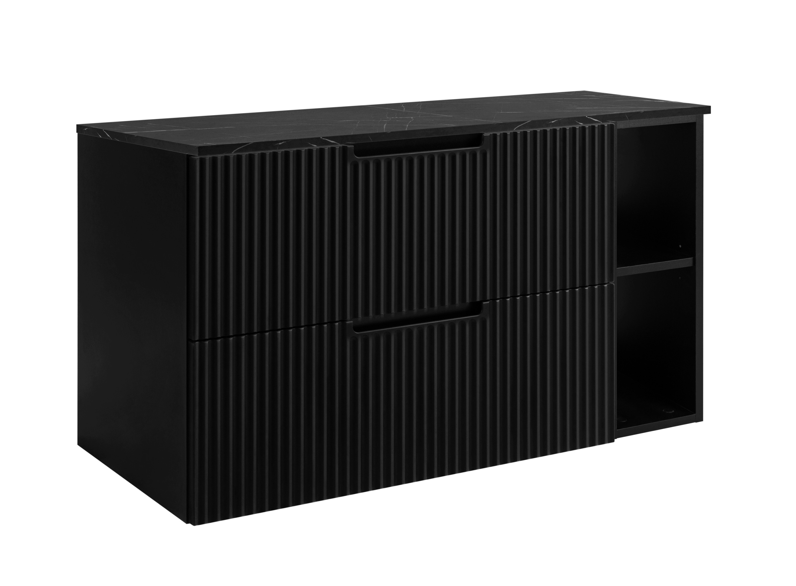 Szafka łazienkowa 80cm pod umywalkę czarny ryfle Mdf blat czarny marmur