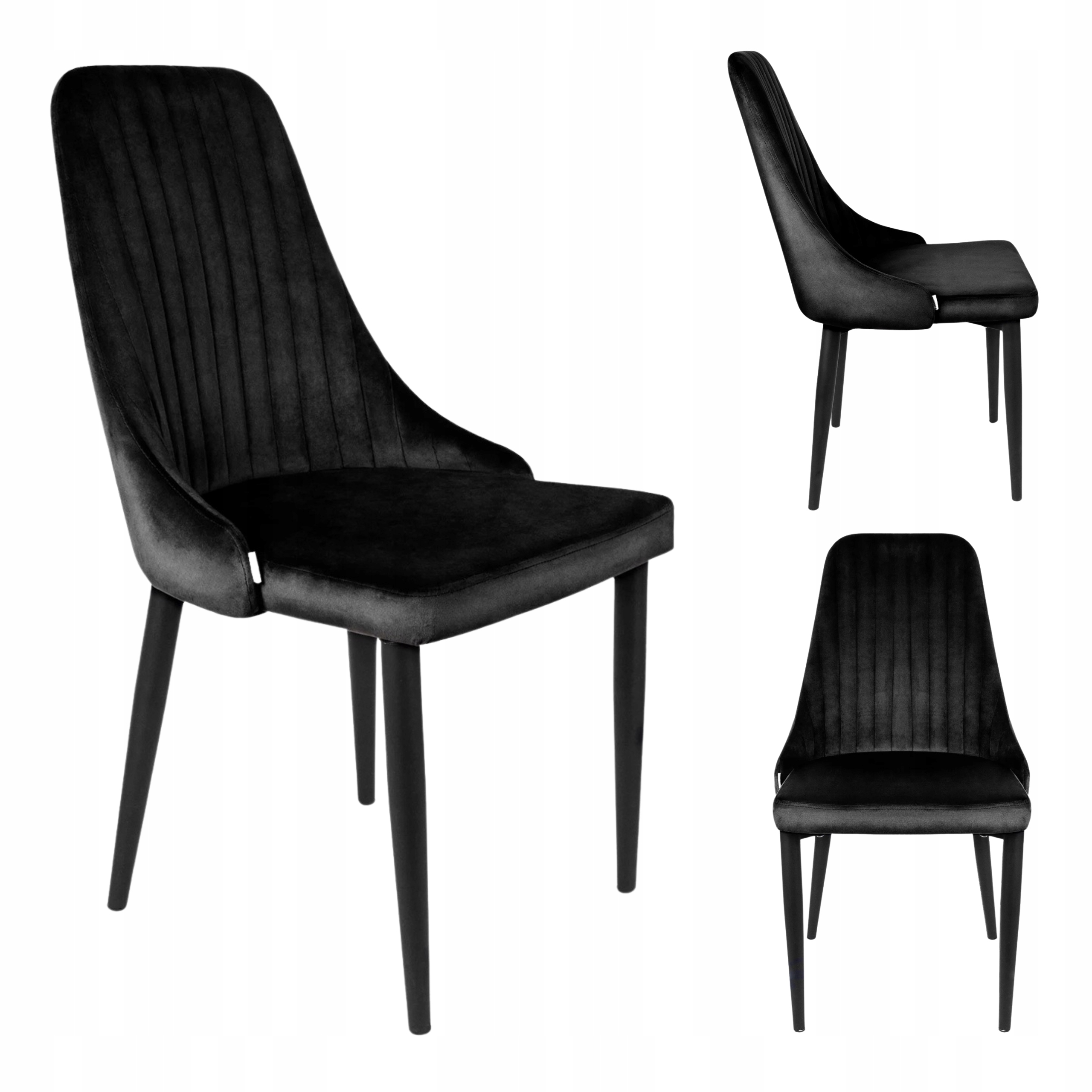 Krzesło welurowe velvet pikowane czarne 46,5x58x88 Louis Homla