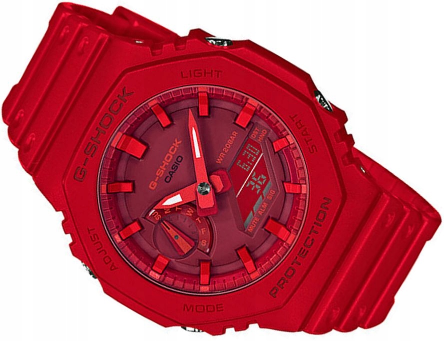 Originální Červený Sportovní G-shock GA-2100-4AER S Karbonem WR200 Led Box