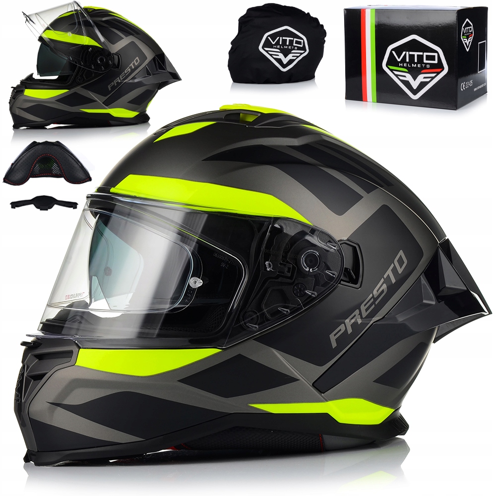 Motocyklová Prilba Vito Presto Aero Fluo Matt Systém Pinlock Clona