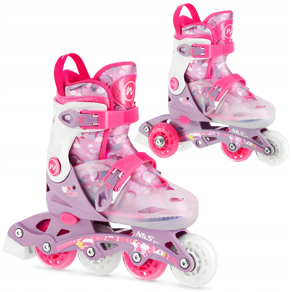 Łyżworolki Rolki Dla Dziewczynki Z Regulacją Rekreacyjne 2w1 Motylki 27-30