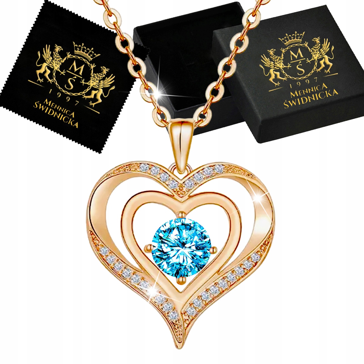 Zlatý náhrdelník Stříbro 925 s přívěskem Dárek Zirkony Dárek pro manželku
