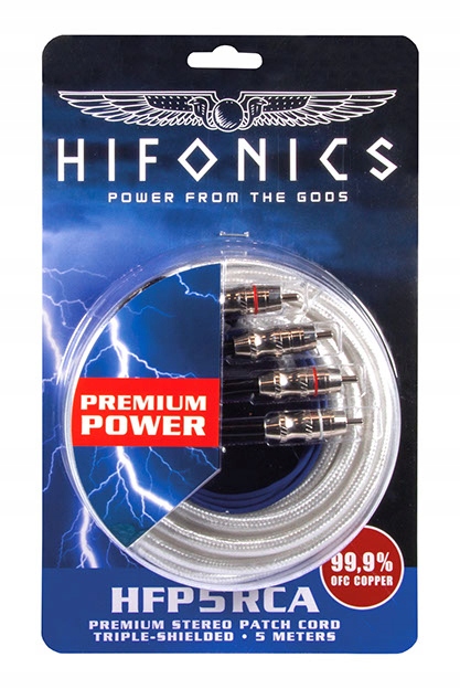HiFonics HFP5RCA KABEL Przewód AUDIO Stereo 2xRCA Cinch 3x EKRAN OFC REMOTE Marka HiFonics