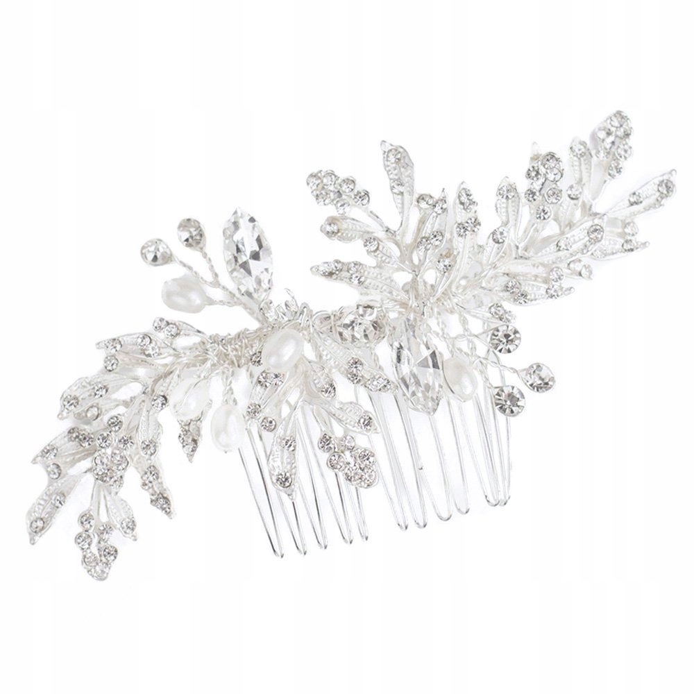 OZDOBA grzebyk do włosów ŚLUBNA cyrkonie - kolor srebrny - Marka Miss Glow