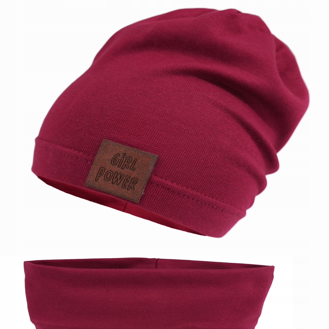 

Bordowy Komplet czapka komin 44-50 Girl Power