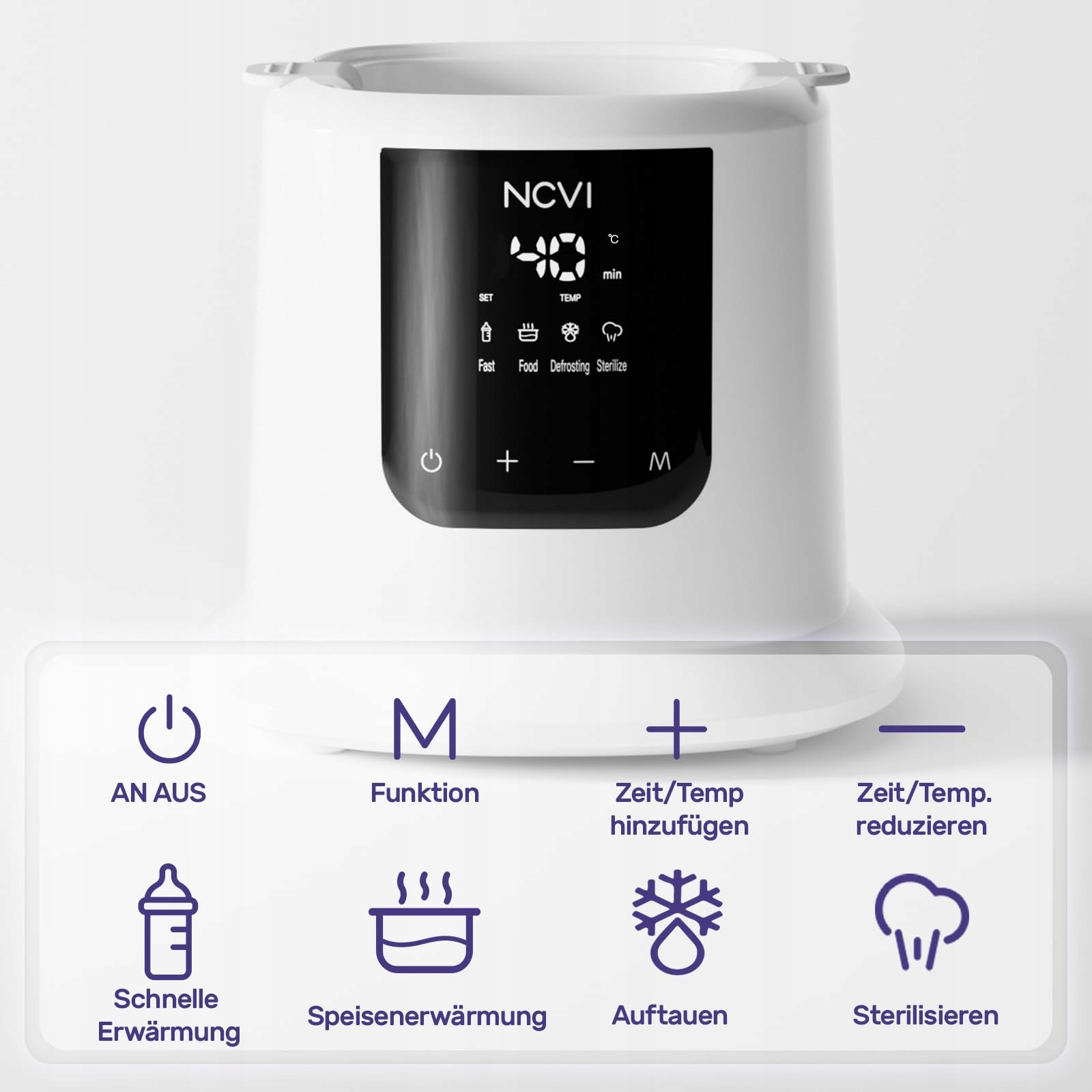 NCVI Podgrzewacz Do Butelek Dla Niemowląt LCD Sterylizacja Para Timer — miniatura 3