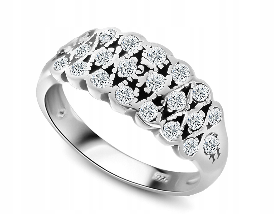 

Pierścionek Srebrny Błyszczący Cyrkonie pr 925 r13