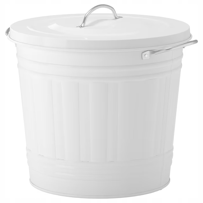 Levně Ikea kovový koš Knodd s víkem Bílý 16l