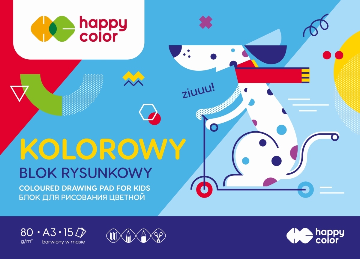Blok rysunkowy kolorowy HAPPY COLOR A3 15 kartek
