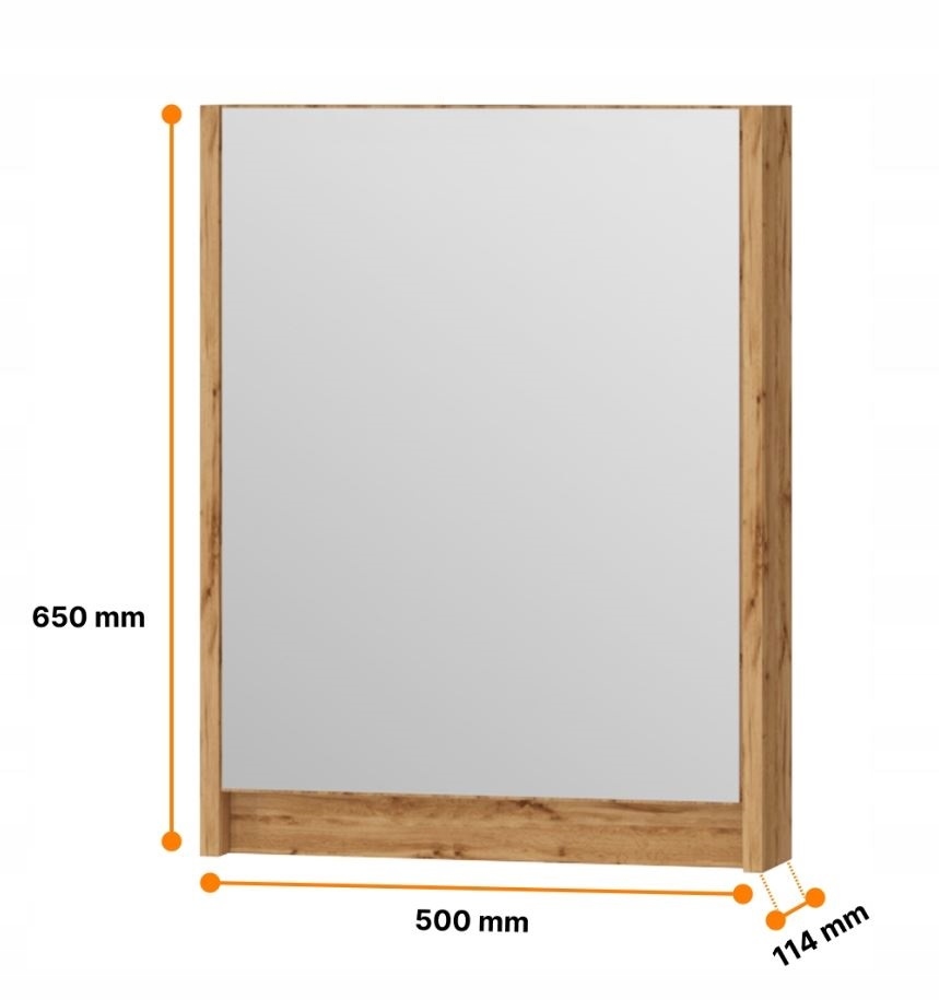 Skriňa, závesná skrinka 50 cm Dub Wotan s zrkadlom, Omeble