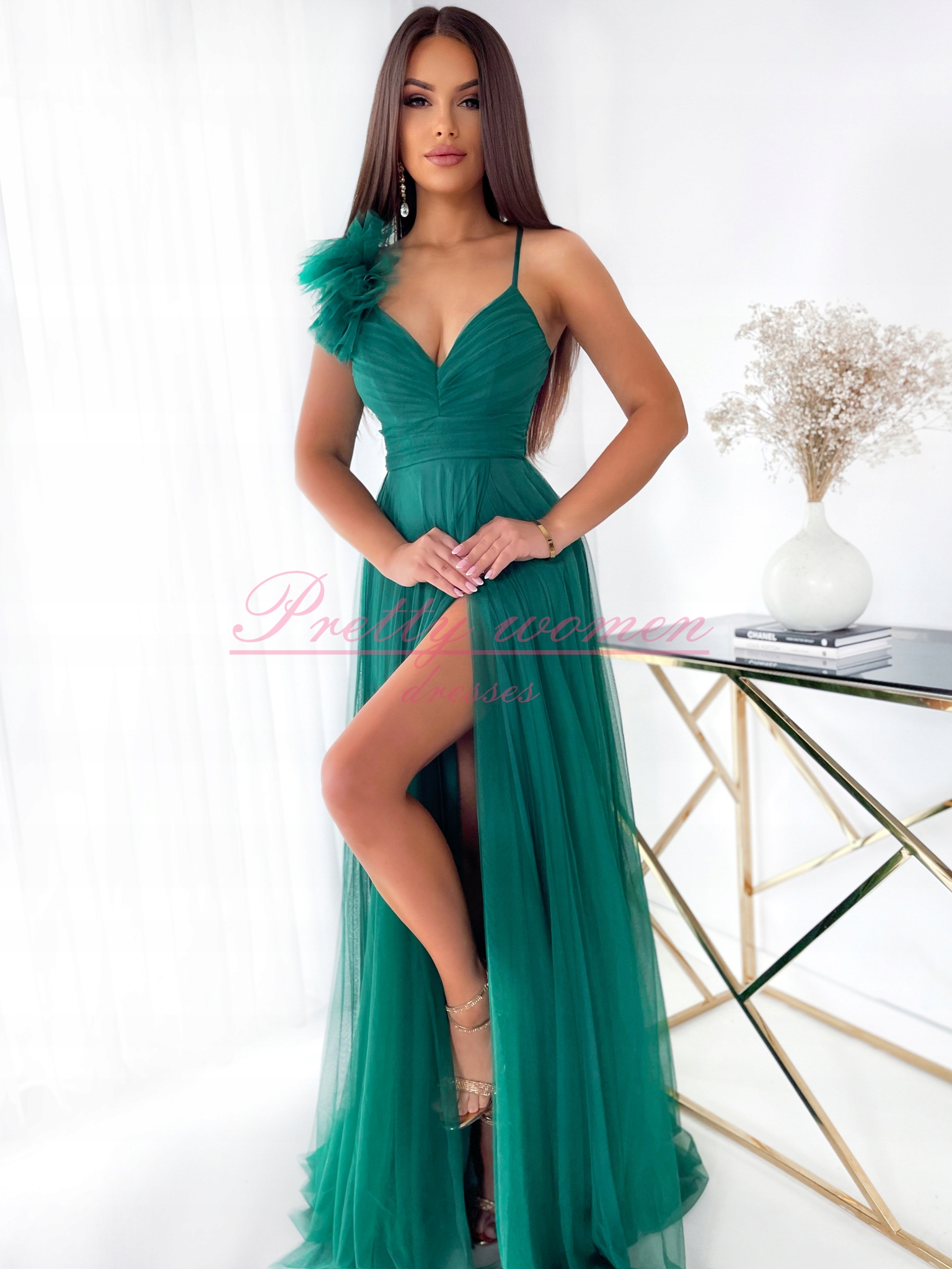 Šaty Na Svatební Hostinu Milagros Dlouhá Zelená 38 M