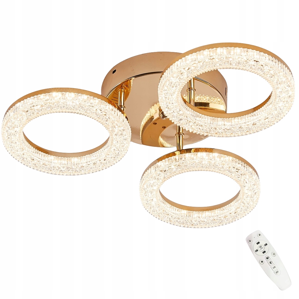 Lampa Sufitowa Kryształowa Wisząca Złota Żyrandol Plafon Led Pilot 36W