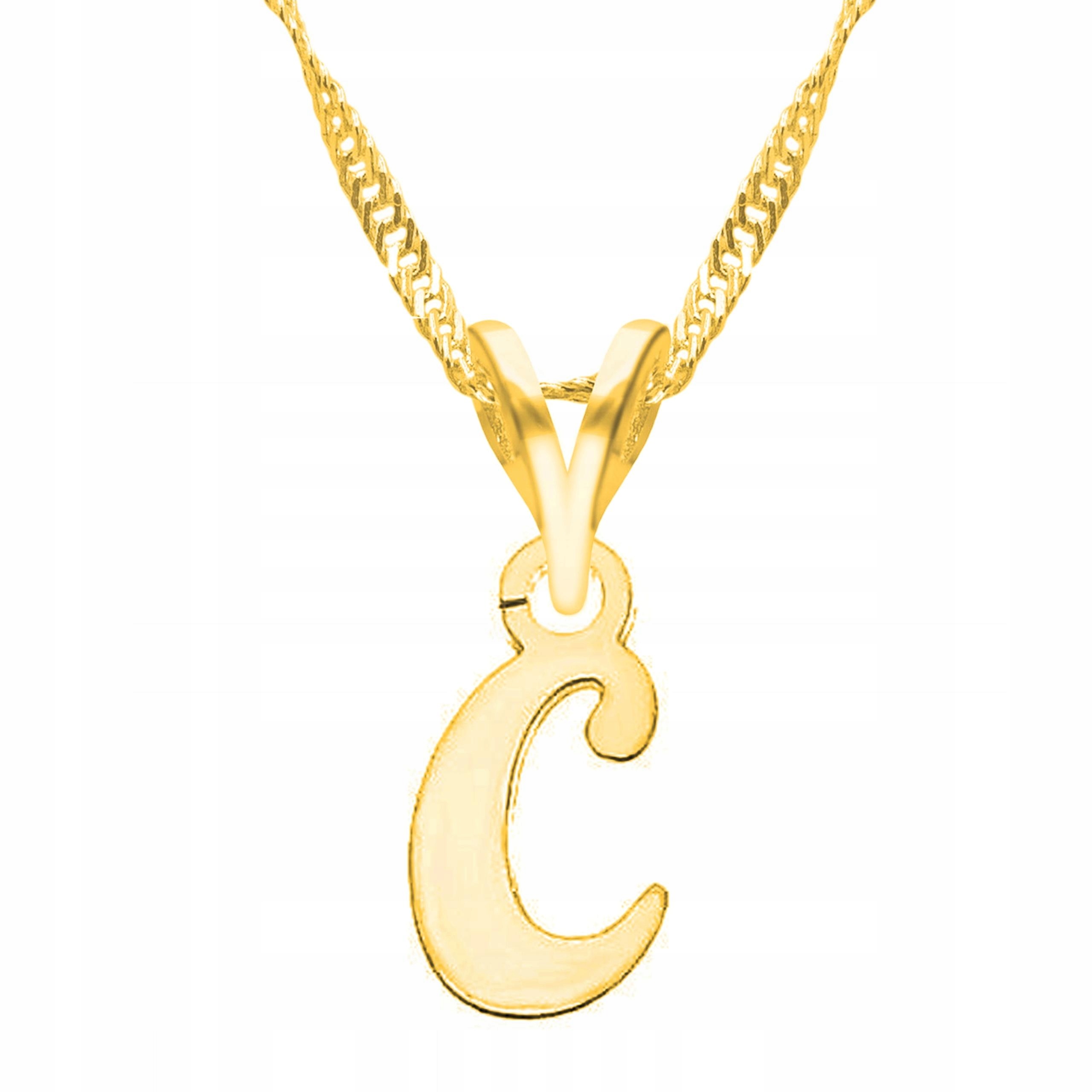 Zlatý náhrdelník s písmenkem Iniciál Znak Písmeno Iniciál Letter C Stříbro 925
