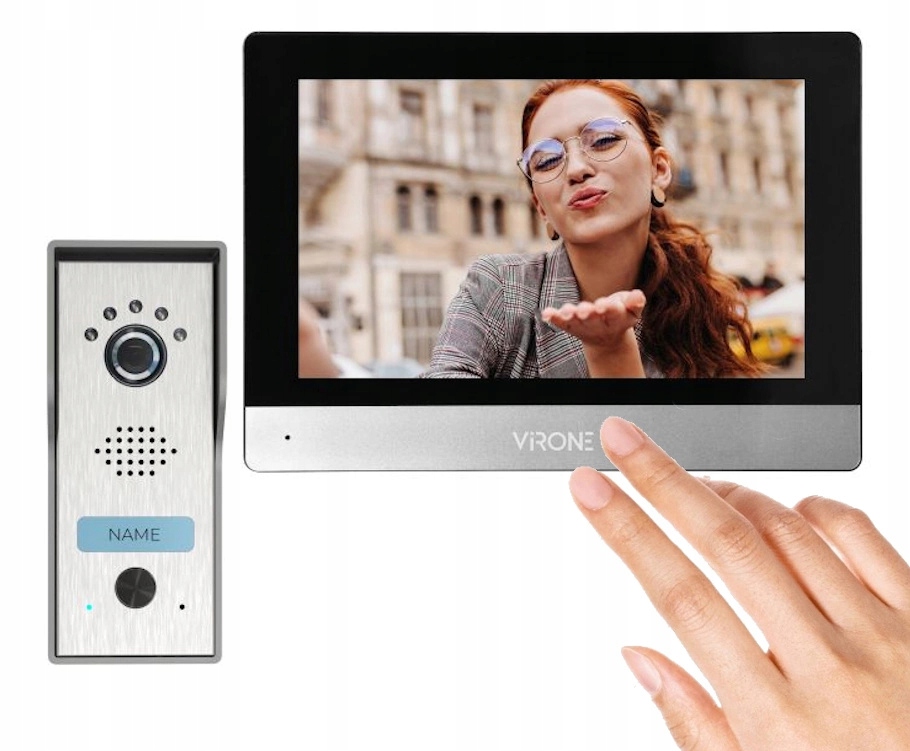 Virone Kompletný videodomofonový rodinný Full Hd dotykový displej strieborný