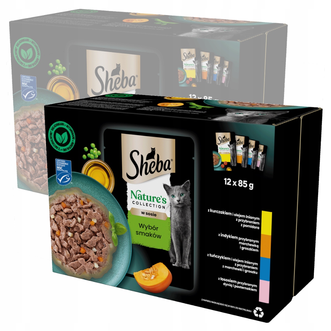 Levně Sheba Nature’s Collection Výběr příchutí 24x85 g Mokré Krmivo Pro Kočky v omáčce