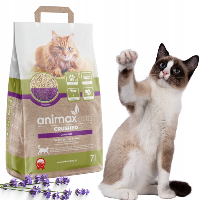 Levně Stelivo pro kočky dřevěné shlukovací Animax Cats jehličnaté, levandulové, 2x7 l