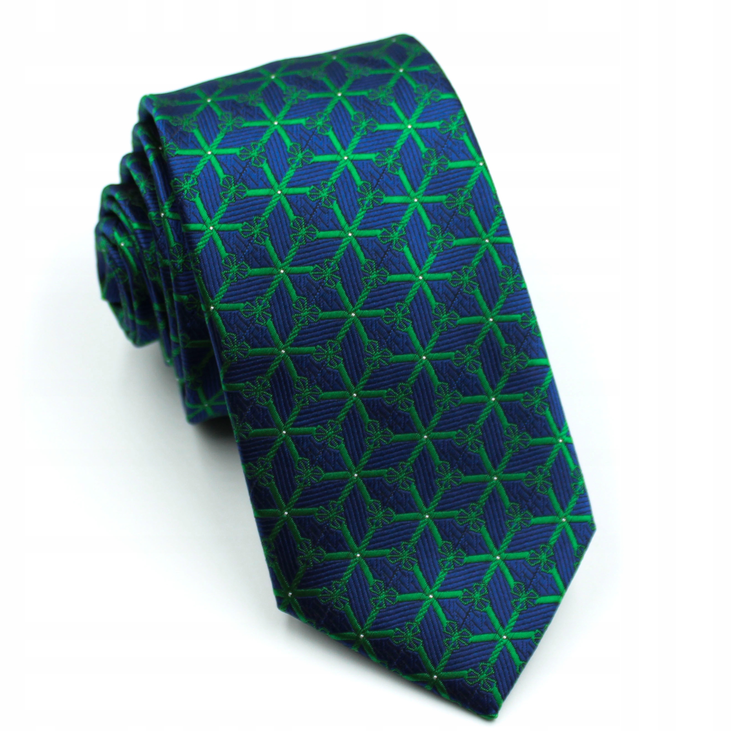 KRAWAT ŻAKARDOWY ELEGANCKI WE WZOREK ZIELONY