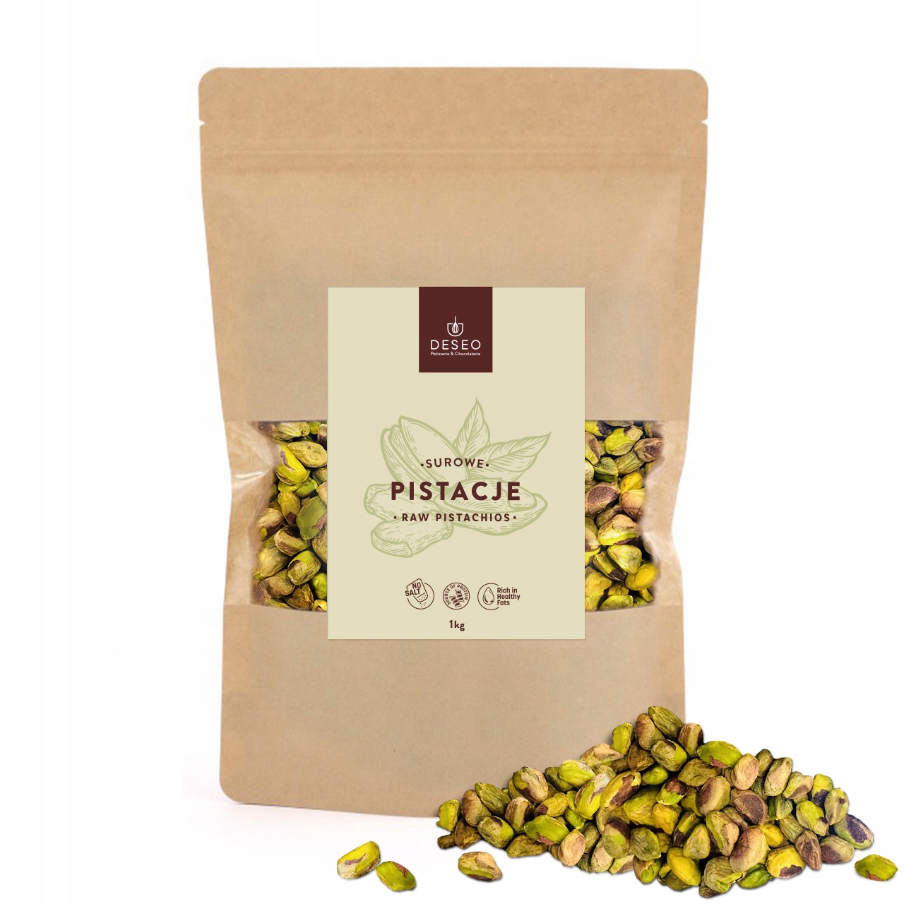 Levně Surové Pistácie 1kg Loupané Nesolené Přírodní 1000g Deseo Bez Soli