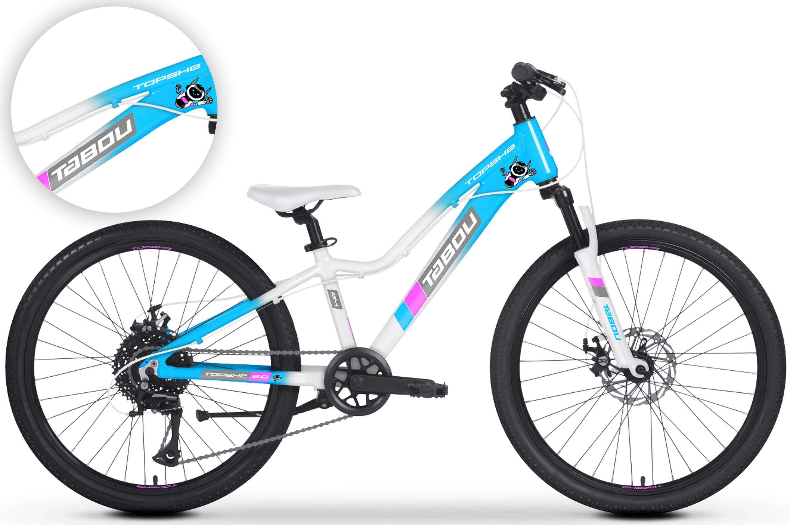 Rower dziecięcy 24" Tabou Topshe 2.0 rama 11" niebieski biały R25